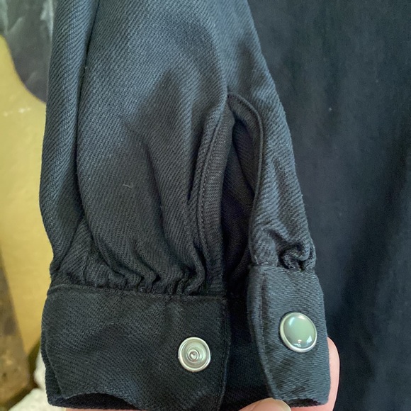 Gap Long Black Denim Button Down Coat - Picture 2 of 11